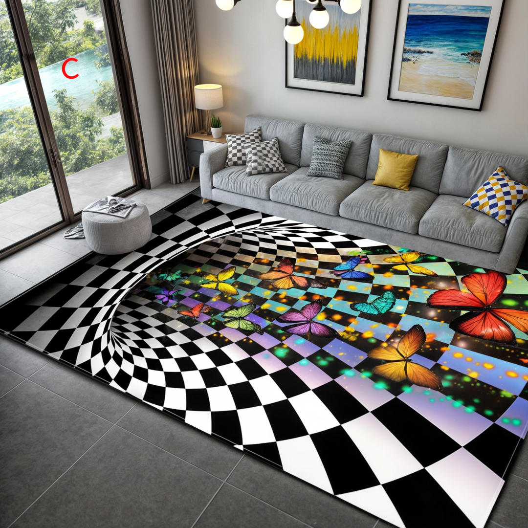 3D Geometrisk Illusion-Tæppet | Dekorativ Gang- og Dørmåtte