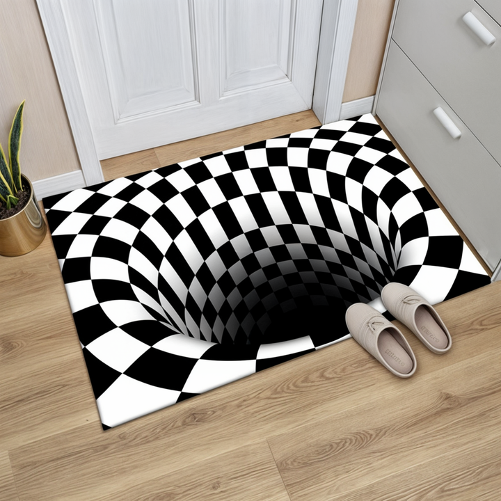 3D Geometrisk Illusion-Tæppet | Dekorativ Gang- og Dørmåtte