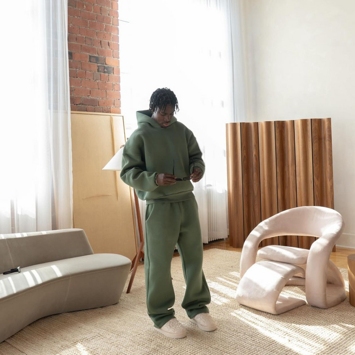 Herre Afslappet Todelt Sæt | Afslappet Hættetrøje og Bukser Dragt