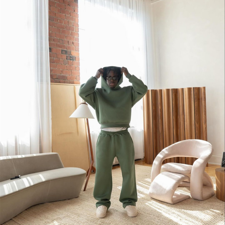 Herre Afslappet Todelt Sæt | Afslappet Hættetrøje og Bukser Dragt