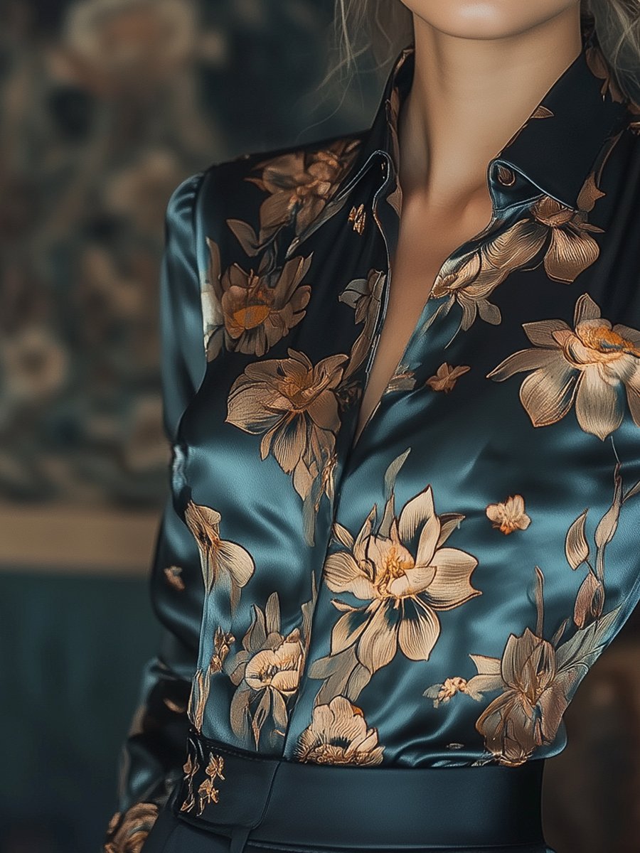 Nayara | Blomstret Sateng Påtrykt Bluse