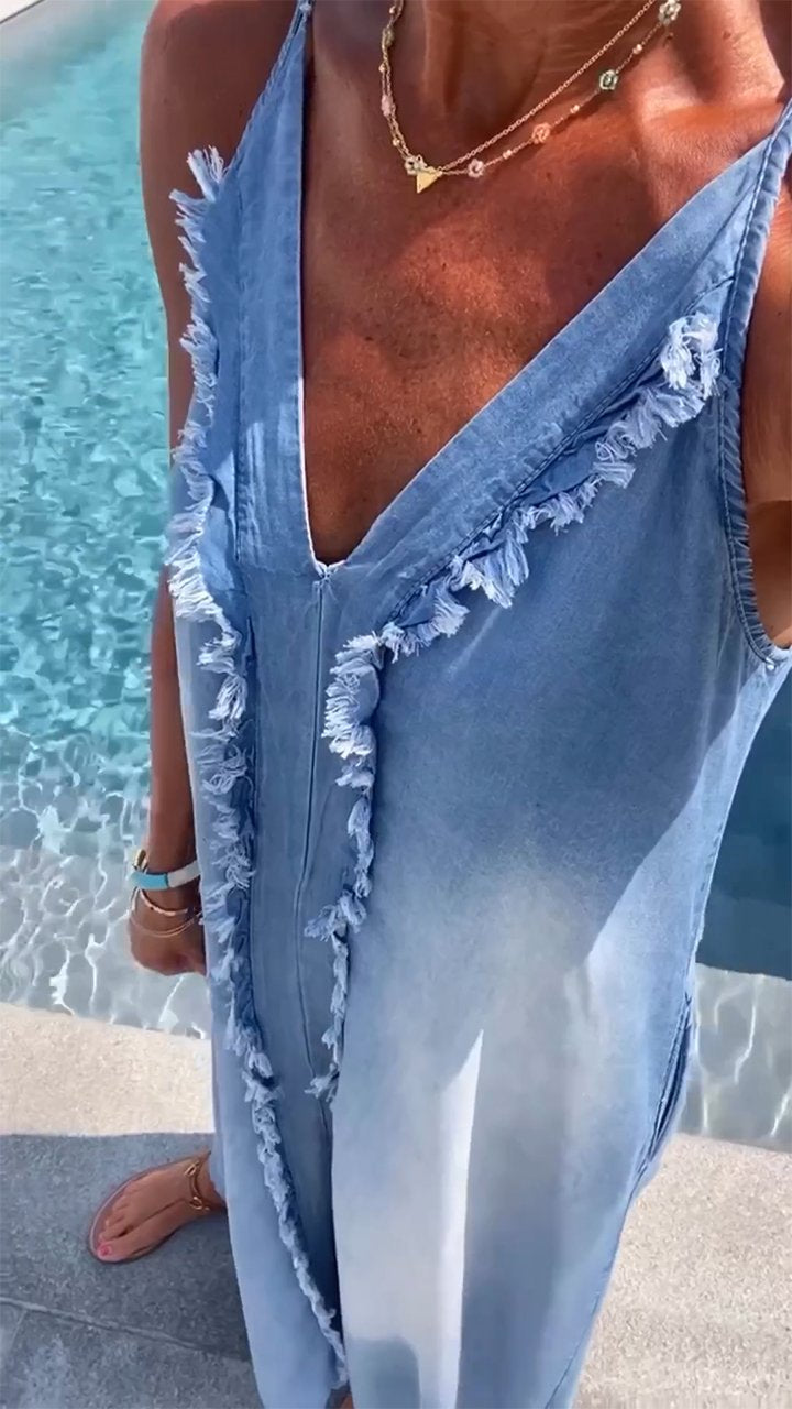 Orelia | Kvinder Komfortabel Denim Pinaforkjole