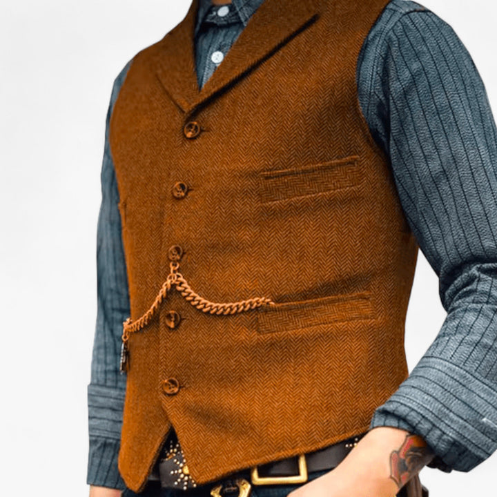 Herre Tidløs Uldvest | Klassisk Sildebensdesign