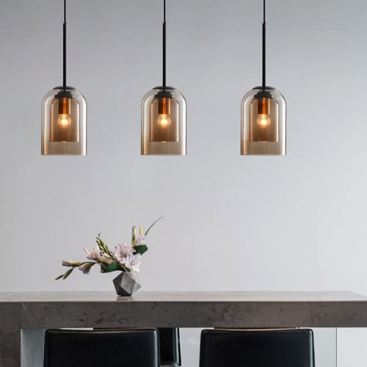 Midt-Århundrede Pendel Lampe | Dobbelt Glas Skygge