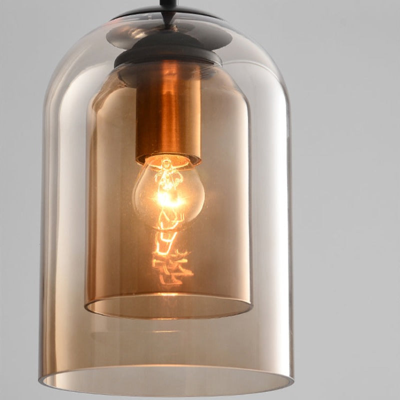 Midt-Århundrede Pendel Lampe | Dobbelt Glas Skygge