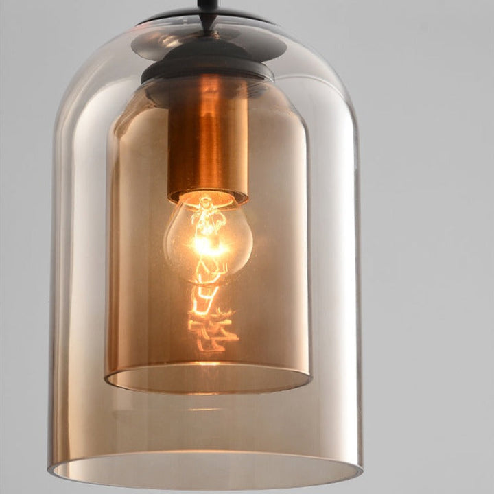 Midt-Århundrede Pendel Lampe | Dobbelt Glas Skygge