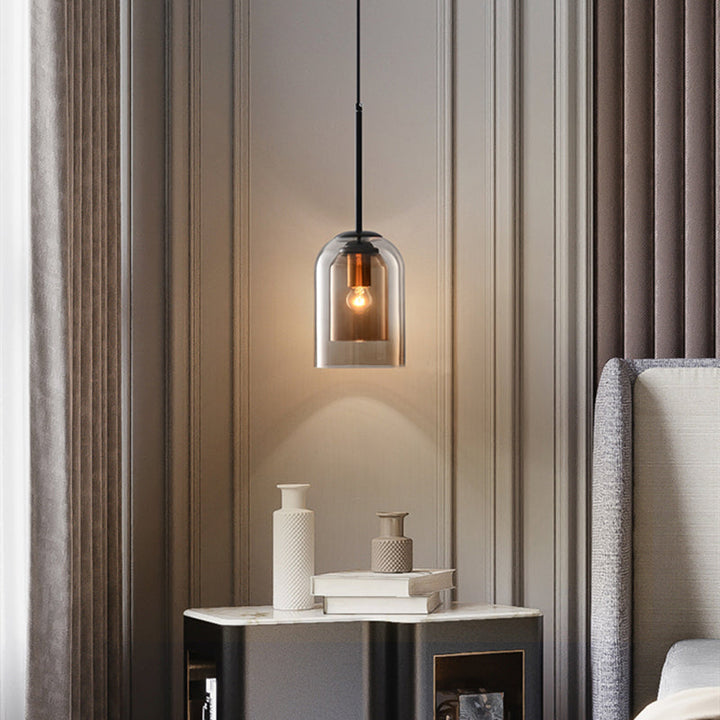 Midt-Århundrede Pendel Lampe | Dobbelt Glas Skygge