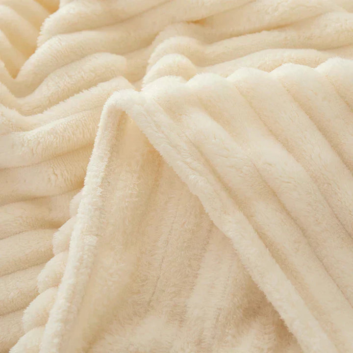 Bred Stribet Flanell Fleece Tæppe | Ultra-Blødt Varmt Kast