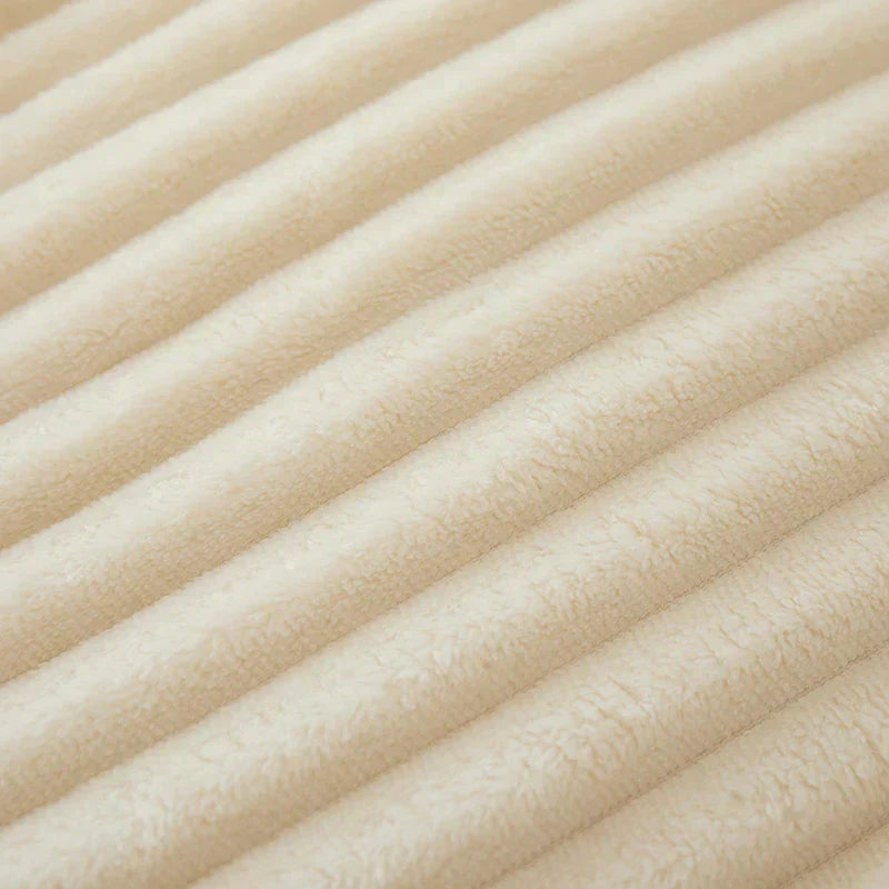 Bred Stribet Flanell Fleece Tæppe | Ultra-Blødt Varmt Kast