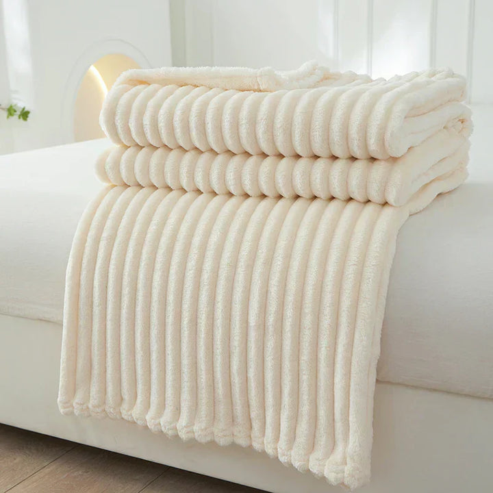 Bred Stribet Flanell Fleece Tæppe | Ultra-Blødt Varmt Kast