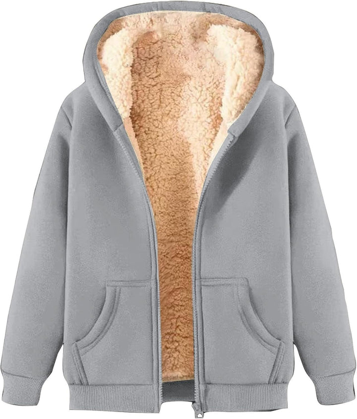 Dame Fleece Lynlås Hættetrøje | Hyggelig, Varm Vinter Sweatshirt